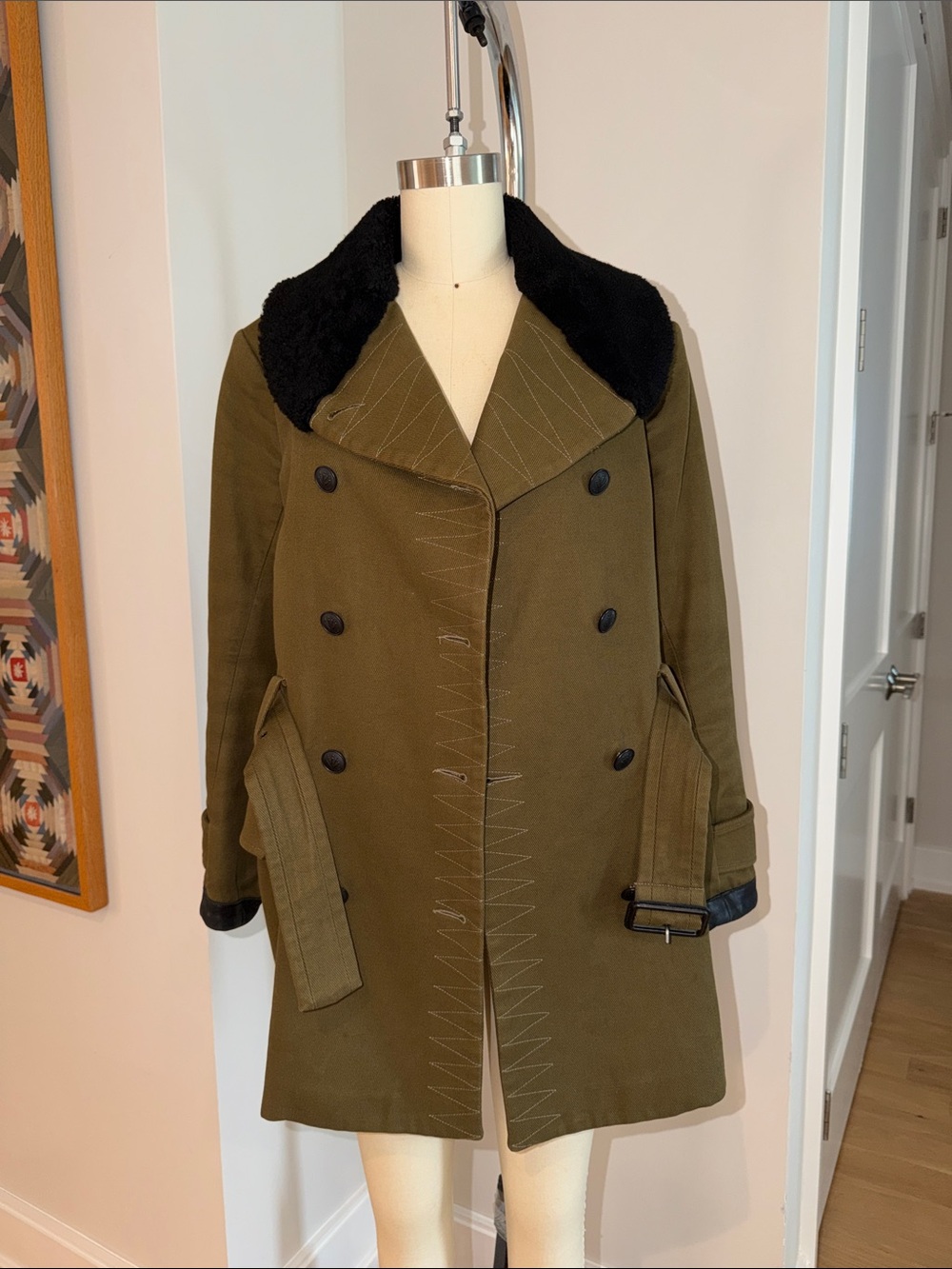 Rag and Bone Falcon Shearling Green Coat